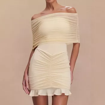 Off-Shoulder Mesh Mini Bodycon Dress: Summer Styling