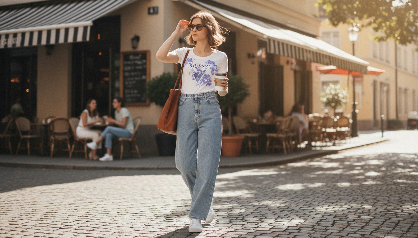 Guess Women’s White Print T-Shirt: Style, Fit & Care